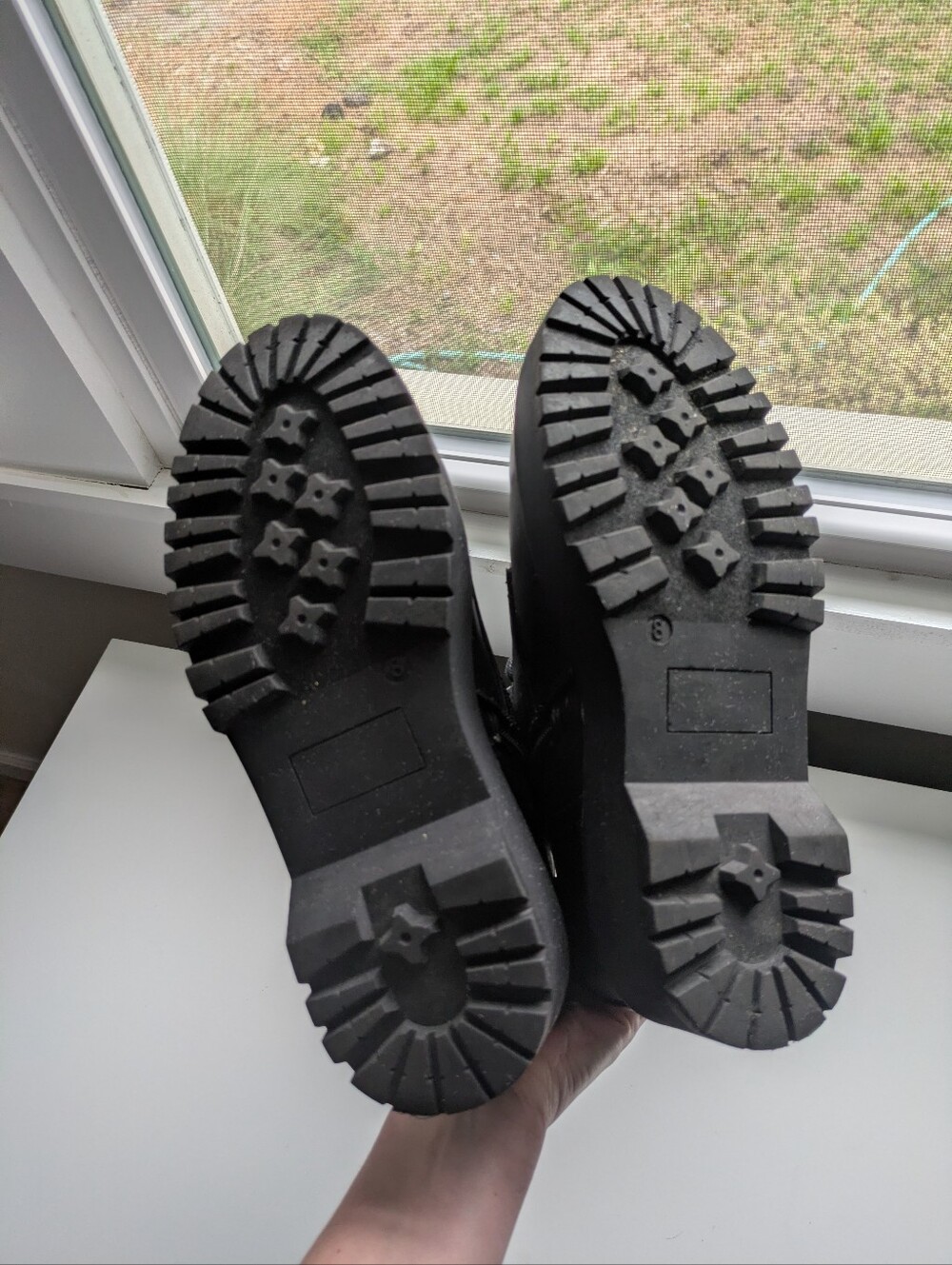 Steve Madden Bettyy Black Platform Combat Boots 8 Vegan Leather - Picture 11 of 12